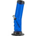 JM Plastics 9" Acrylic Bent Neck Bong in Blue with Black Base and Mouthpiece - Front View