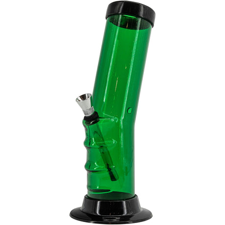 JM Plastics Acrylic Bent Neck Bong in Green, 9-12" Tall, Durable Water Pipe Side View