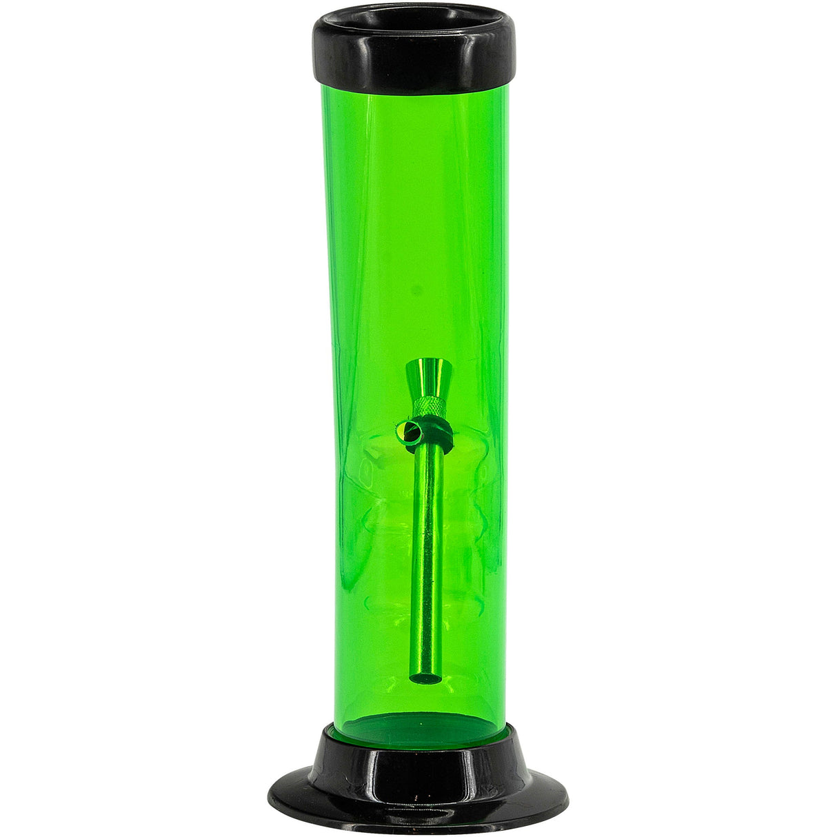 JM Plastics 9-12" Acrylic Bent Neck Bong in Vibrant Green - Front View