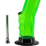 JM Plastics Acrylic Bent Neck Bong in Vibrant Green, 9-12" Tall with Detachable Bowl - Side View