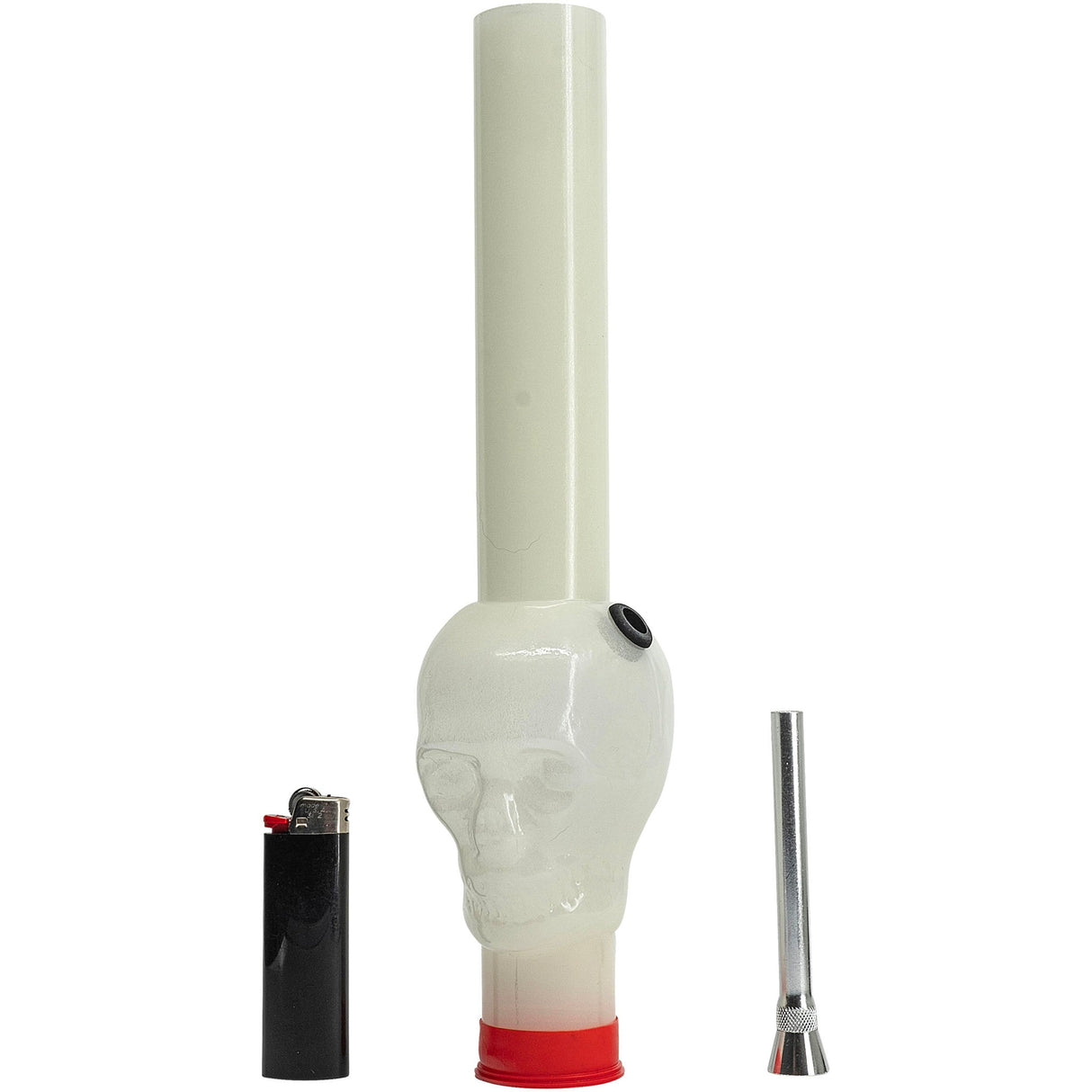 JM Plastics Glow In The Dark Skull Gas Mask Bong for Dry Herbs with Acrylic Tube