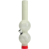 JM Enterprises acrylic double bubble diffuser tube alone, front view, unlit white acrylic with red base cap