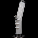 JM Plastics Acrylic Angled Straight Tube Bong in White - 9-12" Tall with Sturdy Base