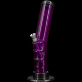 JM Plastics Acrylic Angled Straight Tube Bong in Purple, 9-12" Tall with Sturdy Base - Side View