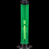 JM Plastics Angled Straight Tube Bong in Vibrant Green, 9-12" Tall, Durable Acrylic, Front View