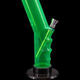 JM Plastics Angled Straight Tube Bong in Vibrant Green, 9-12" Tall, Durable Acrylic, Side View