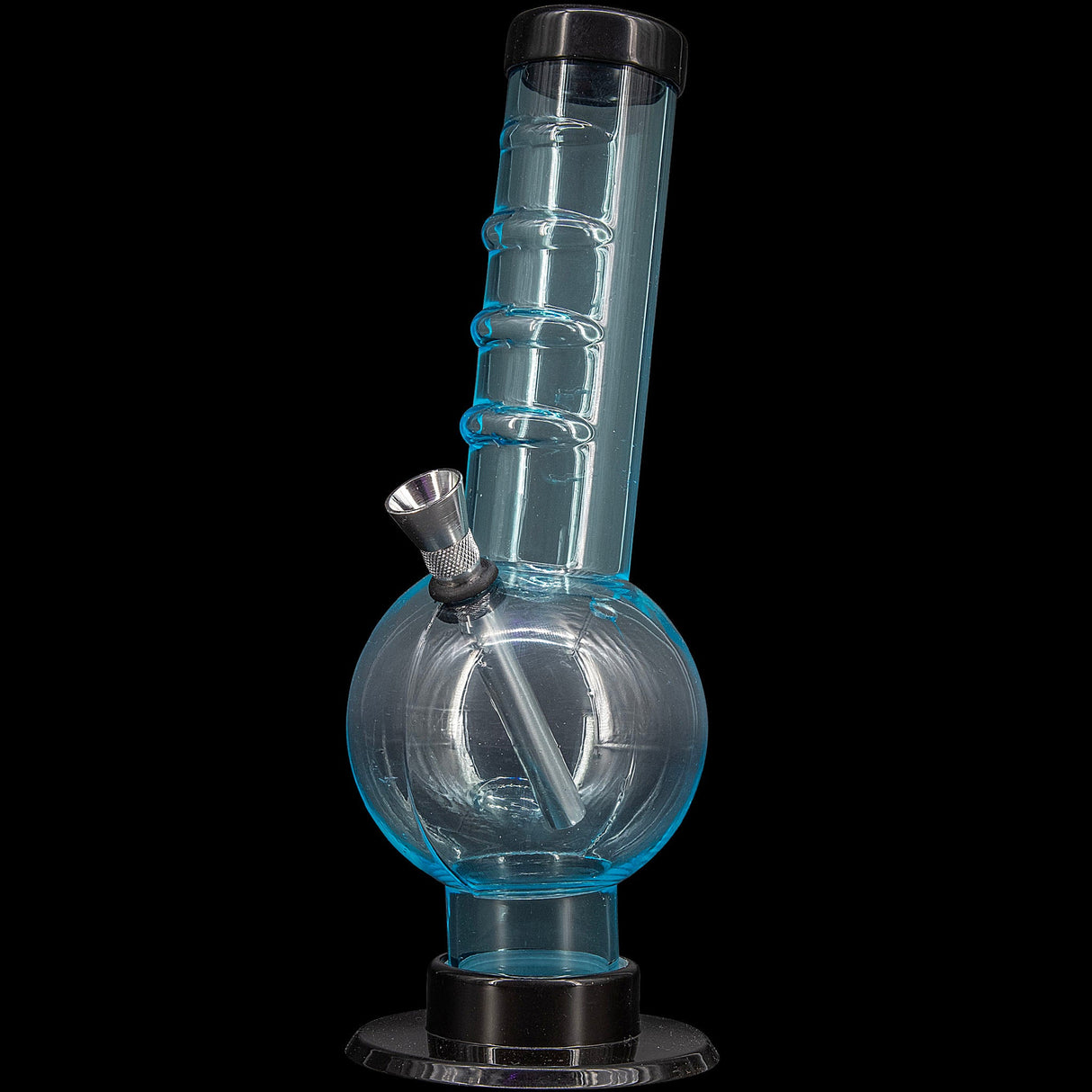 JM Plastics Acrylic Angled Neck Straight Tube Bubble Bong in Blue - Front View