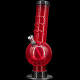 JM Plastics Acrylic Angled Neck Straight Tube Bubble Bong in Red, 9-12" Tall, Front View