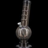 JM Plastics Acrylic Angled Neck Straight Tube Bubble Bong in Smokey Color - Front View