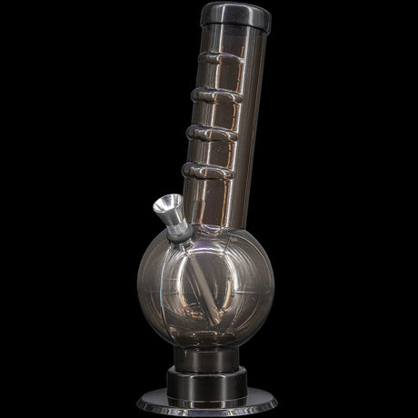 JM Plastics Acrylic Angled Neck Straight Tube Bubble Bong in Smokey Color - Front View