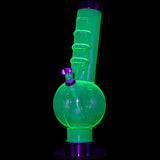 JM Plastics Acrylic Angled Neck Straight Tube Bubble Bong in Neon Green - Front View