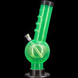 JM Plastics Acrylic Angled Neck Straight Tube Bubble Bong in Vibrant Green - Front View