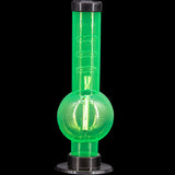 JM Plastics Acrylic Angled Neck Straight Tube Bubble Bong in Vibrant Green, 9-12" Tall