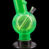 JM Plastics Acrylic Angled Neck Bubble Bong in Green - Front View with Deep Bowl