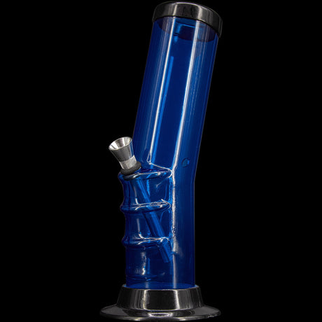 JM Plastics 9-12" Acrylic Bent Neck Bong in Blue - Front View with Sturdy Base