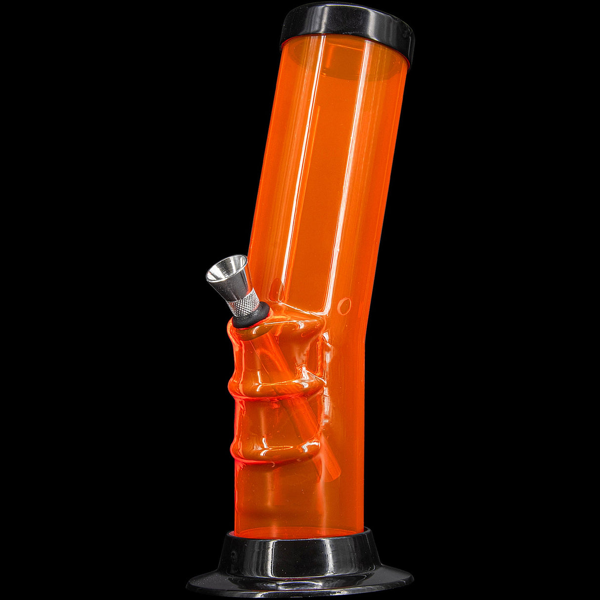 JM Plastics 9-12" Acrylic Bent Neck Bong in Vibrant Orange - Front View