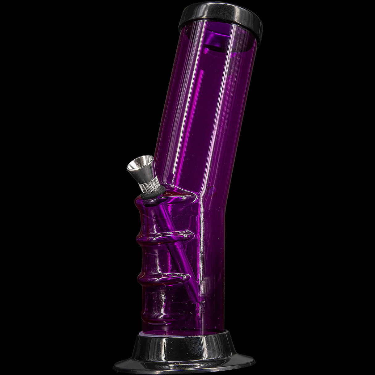 JM Plastics Acrylic Bent Neck Bong in Purple - 9-12" Tall Water Pipe Front View