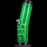 JM Plastics Acrylic Bent Neck Bong in Vibrant Green, 9-12" Tall - Side View