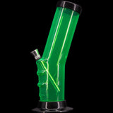 JM Plastics Acrylic Bent Neck Bong in Vibrant Green, 9-12" Tall, Durable Water Pipe, Side View