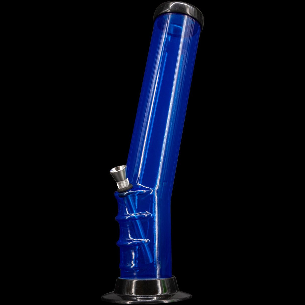 JM Plastics 9-12" Acrylic Bent Neck Bong in Vibrant Blue - Front View