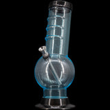 JM Plastics Acrylic Bent Neck Bubble Base Bong in Blue, 9-12" Tall, Front View