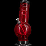 JM Plastics Acrylic Bent Neck Bubble Base Bong in Red, 9-12" Tall, Durable Water Pipe