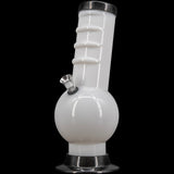 JM Plastics Acrylic Bent Neck Bubble Base Bong, 9-12" Tall, in Opaque White