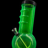 JM Plastics Acrylic Bent Neck Bubble Base Bong in Vibrant Green - 12" Side View