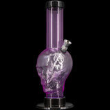 JM Plastics Acrylic Skull Bong in Purple - Front View with Detachable Tube