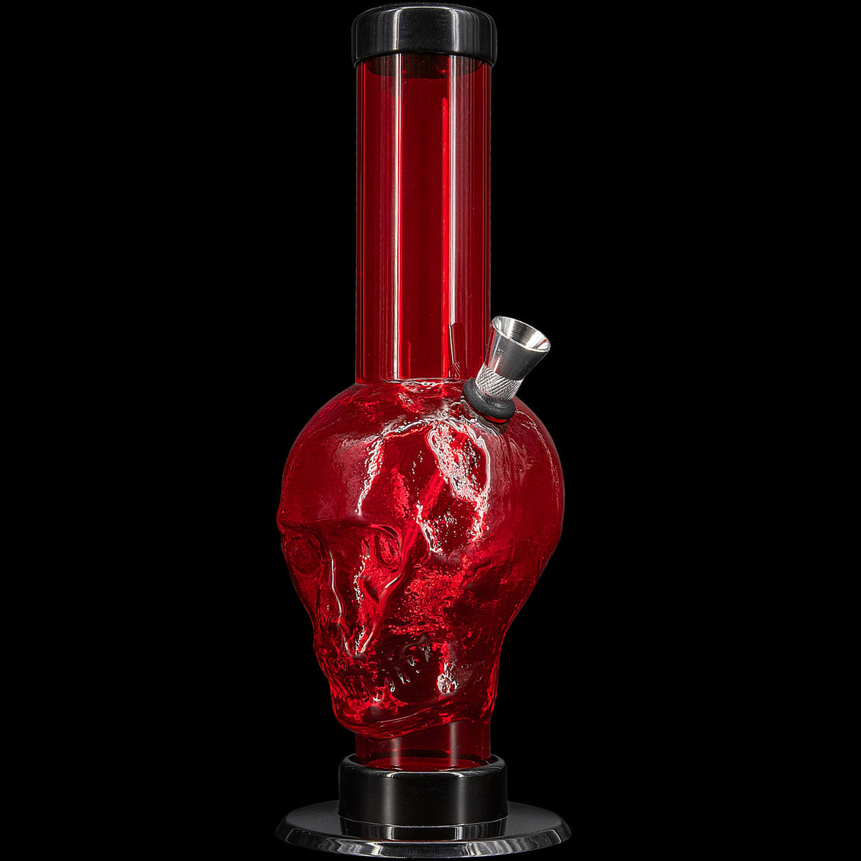 JM Plastics Acrylic Skull Bong in Red - 9-12" Tall Water Pipe with Sturdy Base