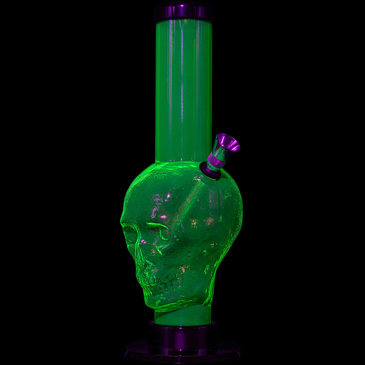 JM Plastics Acrylic Skull Bong in Green, 9-12" Tall, Durable Water Pipe with Deep Bowl