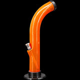 JM Plastics 10'' Acrylic Curved Tube Bong in Orange, Side View on Seamless Black