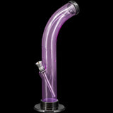 JM Plastics 10'' Acrylic Curved Tube Bong in Purple - Side View on Black Background