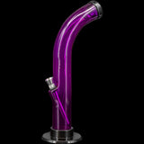 JM Plastics 10'' Acrylic Curved Tube Bong in Vibrant Purple, Side View on Black Background