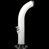 JM Plastics 10'' White Acrylic Curved Tube Bong with Sturdy Base - Side View