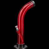 JM Plastics 10'' Red Acrylic Curved Tube Bong with Sturdy Base - Side View