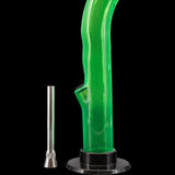 JM Plastics 10'' Green Acrylic Curved Tube Bong with Detachable Metal Bowl - Side View