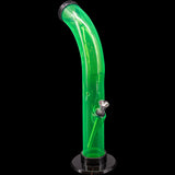 JM Plastics 10'' Green Acrylic Curved Tube Bong with Deep Bowl - Side View