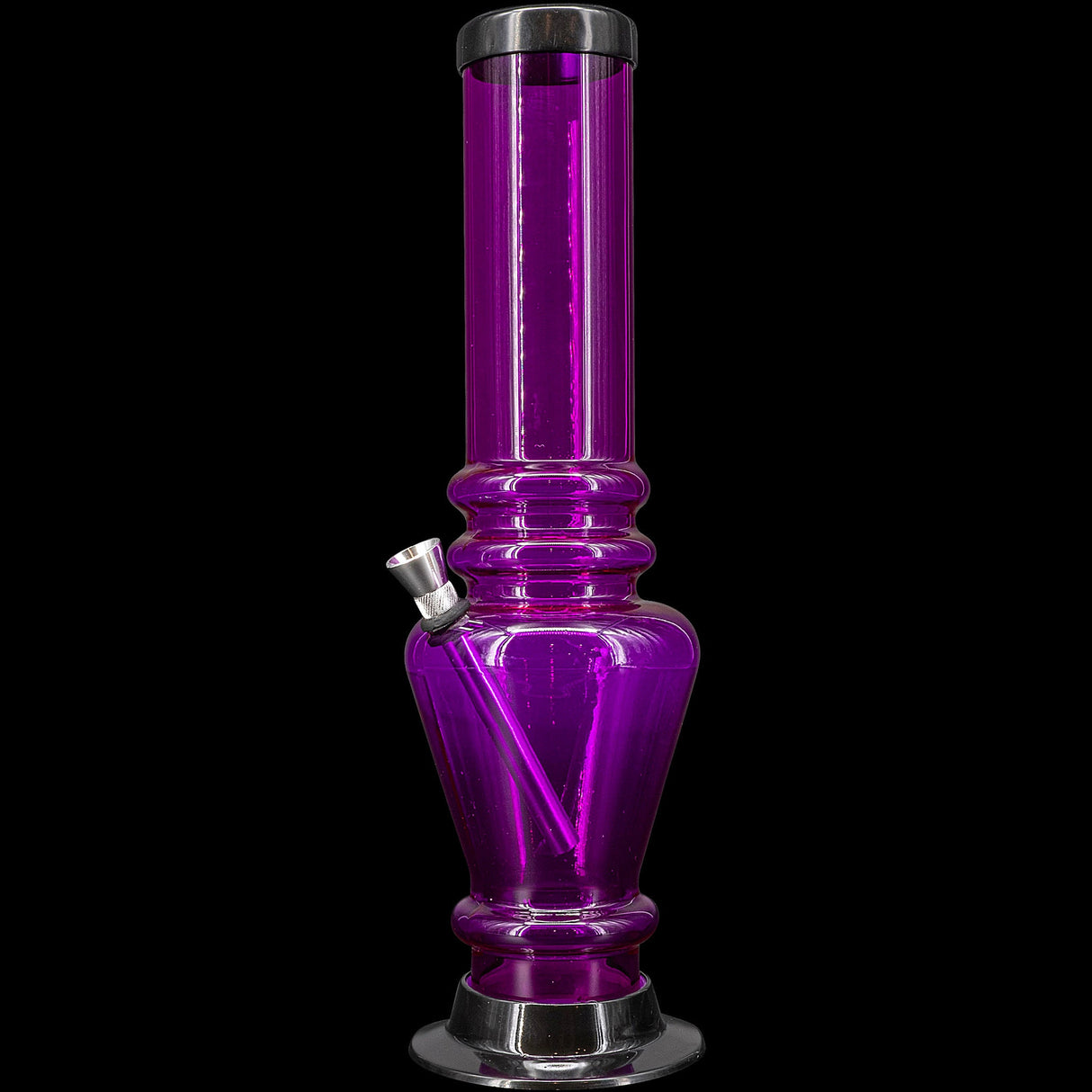 JM Plastics 12" Acrylic Vase Base Bong in Vibrant Purple - Front View