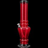 JM Plastics 12" Red Acrylic Vase Base Bong - Front View on Seamless Black Background