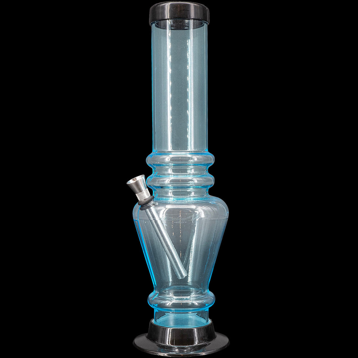 JM Plastics 12" Acrylic Vase Base Bong in Blue - Durable, Easy to Clean, Front View