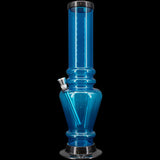 JM Plastics 12" Acrylic Vase Base Bong in Blue - Front View on Seamless Black Background