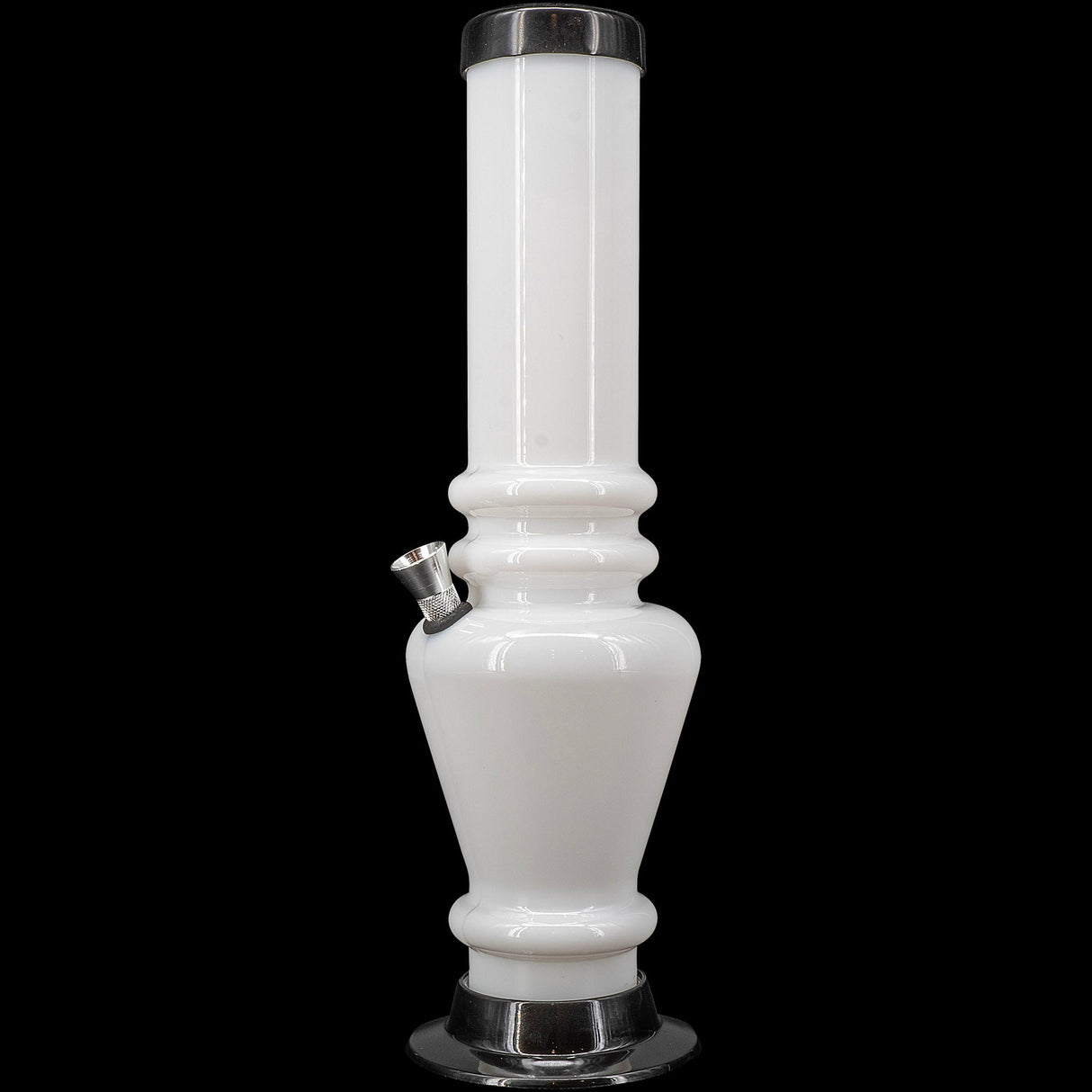 JM Plastics 12" White Acrylic Vase Base Bong - Durable, Lightweight, Front View