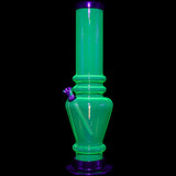 JM Plastics 12" Neon Green Acrylic Vase Base Bong Front View on Black Background