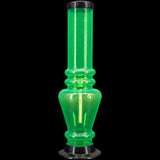 JM Plastics 12" Acrylic Vase Base Bong in Vibrant Green, Durable Water Pipe, Front View