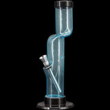 JM Plastics Acrylic Kink Neck Bong in Blue, 9-12" Tall, Sturdy Base - Side View