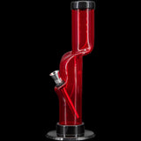 JM Plastics Acrylic Kink Neck Bong in Red, 9-12" Tall, Durable Water Pipe, Front View