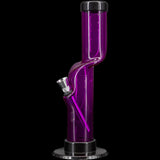 JM Plastics Acrylic Kink Neck Bong in Purple - Durable 9-12" Tall Water Pipe, Side View