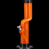 JM Plastics Acrylic Kink Neck Bong in Vibrant Orange - 9-12" Tall - Front View