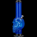 JM Plastics Acrylic Skull Chamber Bong in Blue, 12-15" Tall - Front View